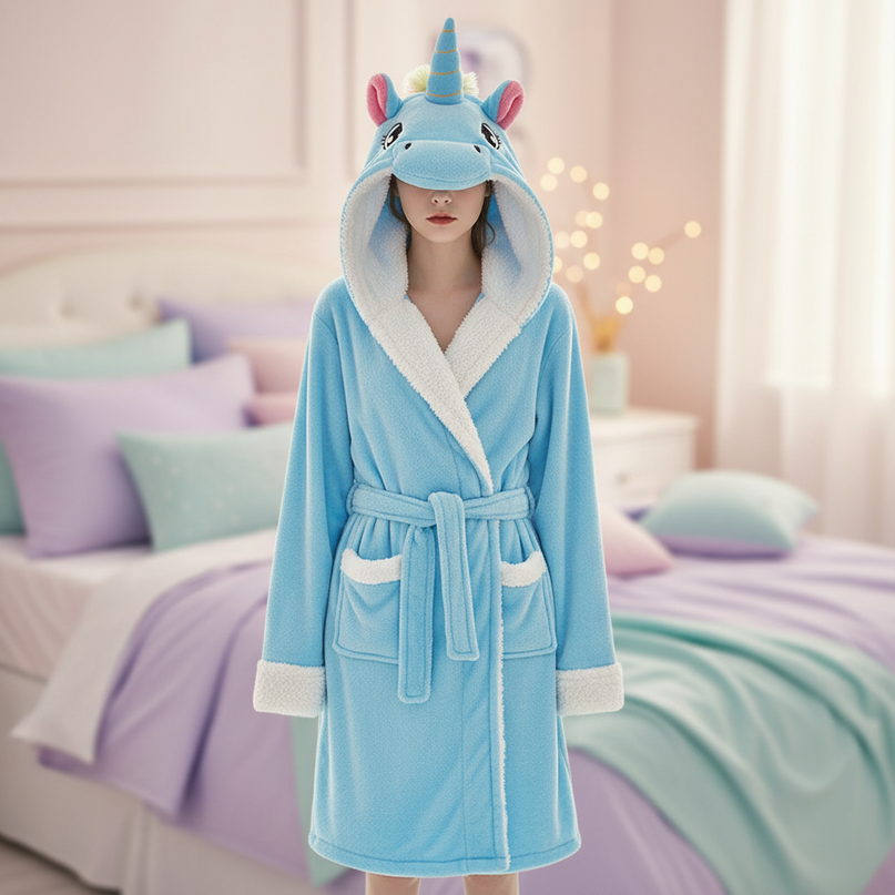unicorn plush robe - lifestyle