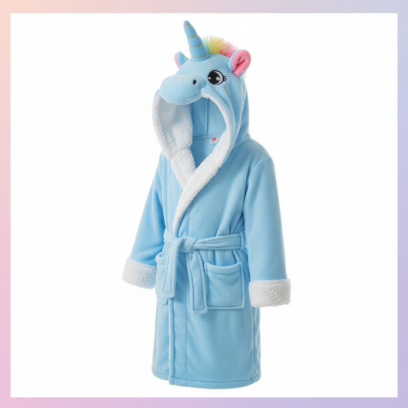 unicorn plush robe - white-bg