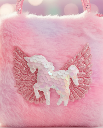 unicorn plush shoulder purse - detail