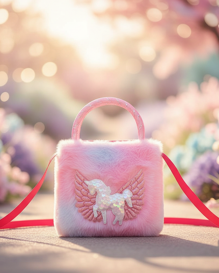 unicorn plush shoulder purse - lifestyle