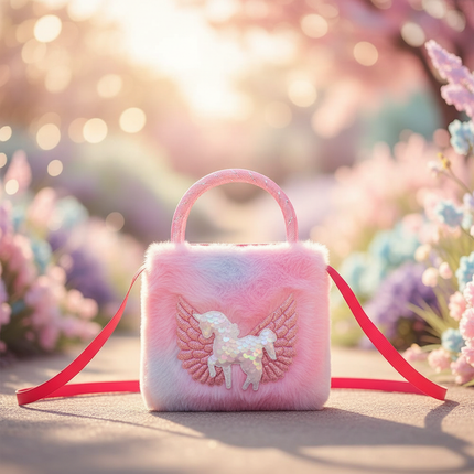 unicorn plush shoulder purse - lifestyle