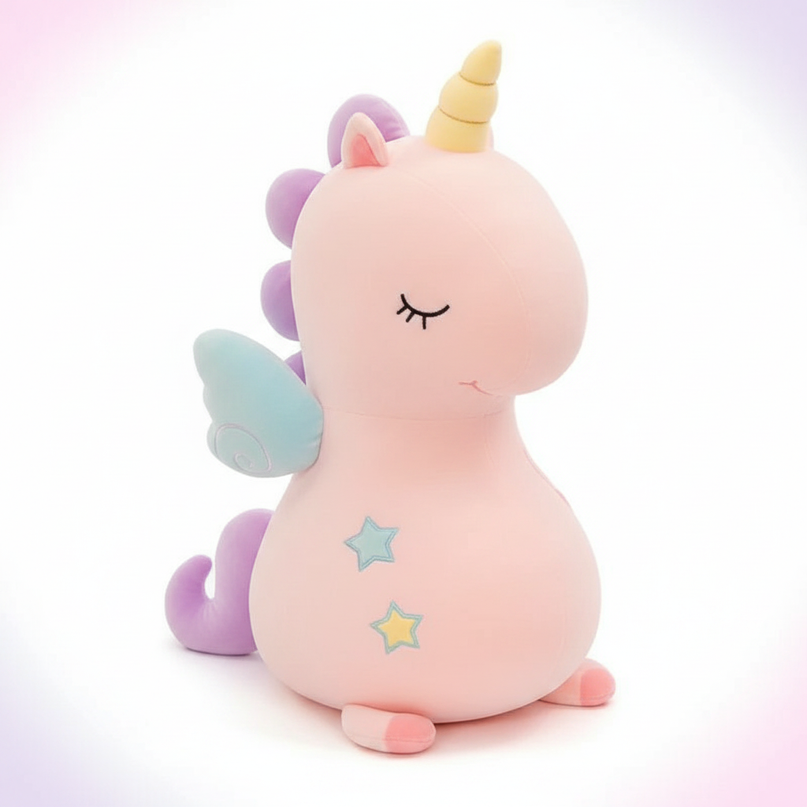 unicorn plush throw pillow - white-bg