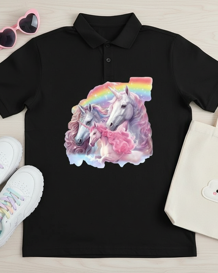 unicorn polo shirt - flat-lay