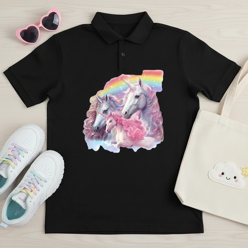 unicorn polo shirt - flat-lay