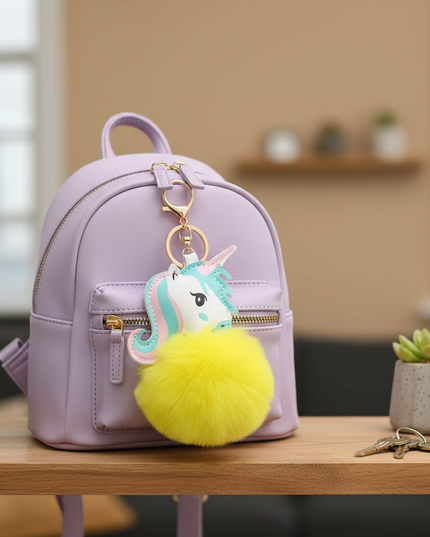 unicorn pom pom keychain - lifestyle