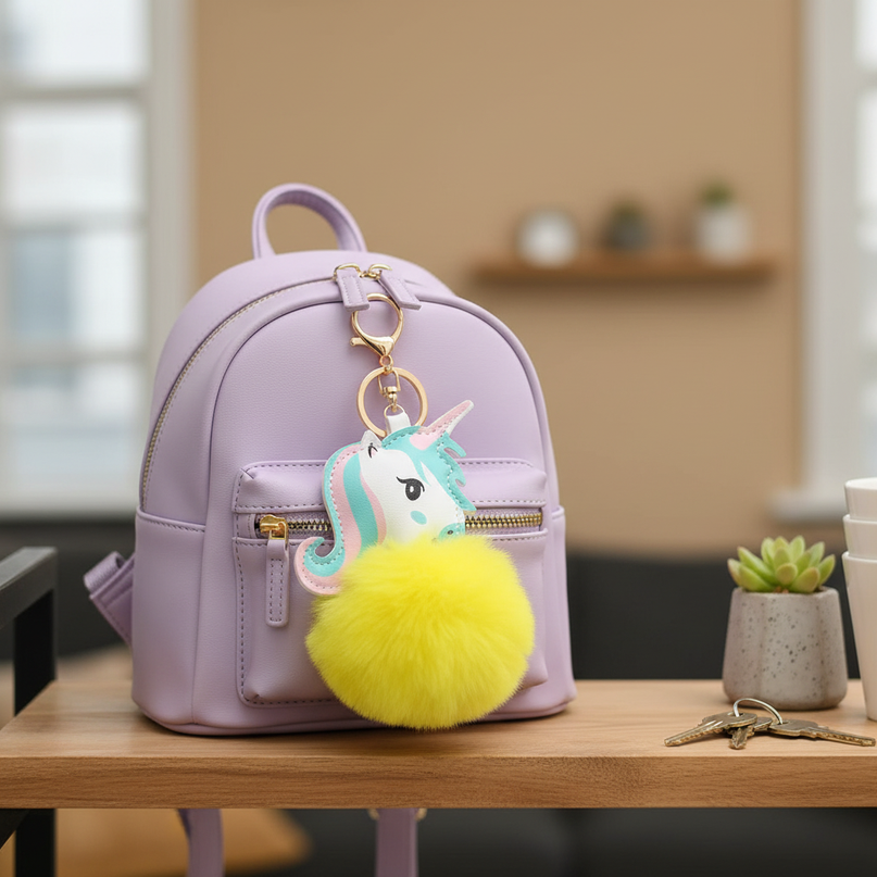 unicorn pom pom keychain - lifestyle