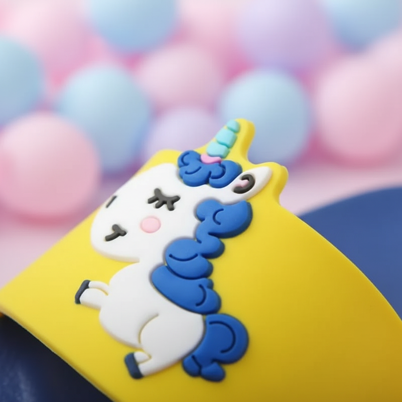 unicorn pool slippers - detail