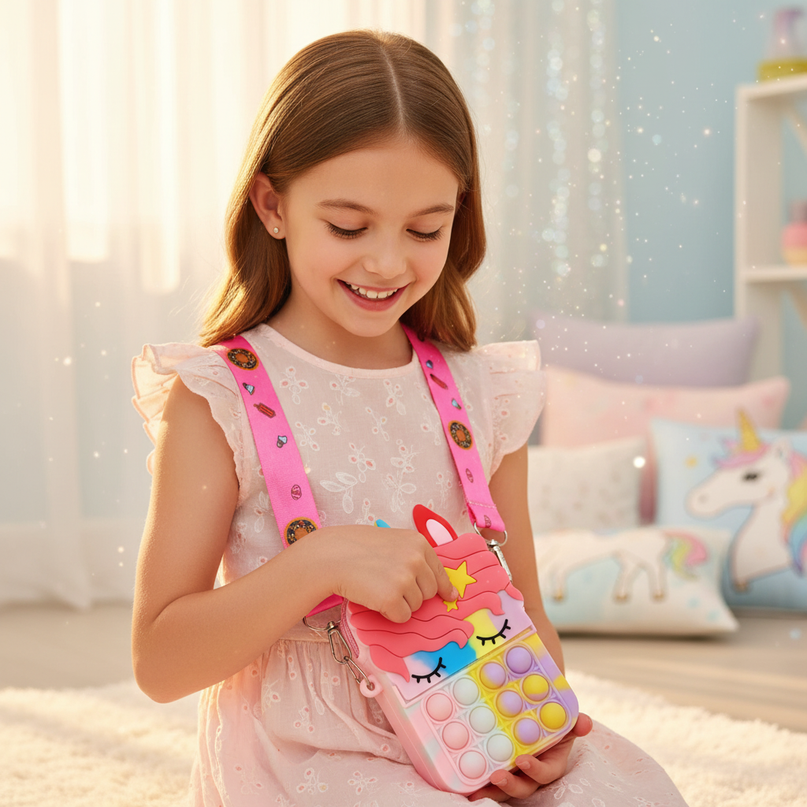 unicorn pop purse - in-use