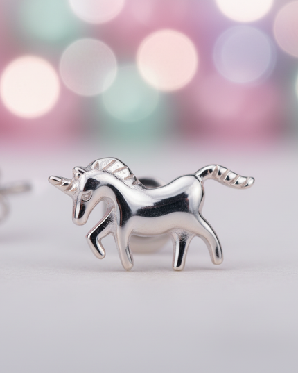 unicorn post earrings - detail