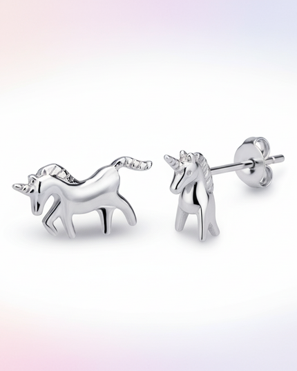 unicorn post earrings - white-bg