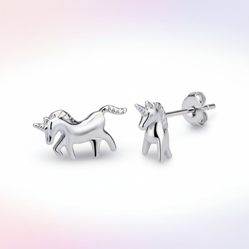 unicorn post earrings - white-bg