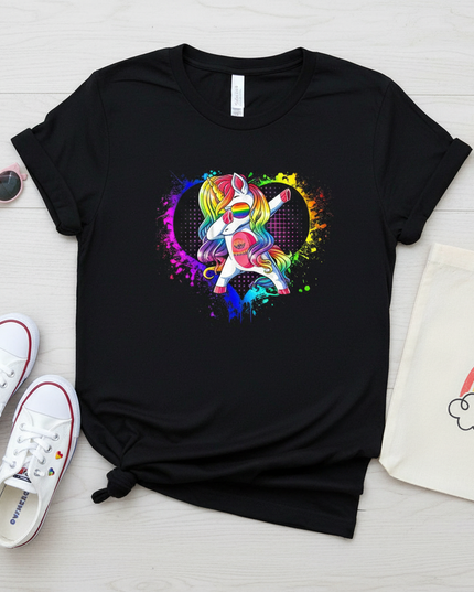 unicorn pride shirt - flat-lay