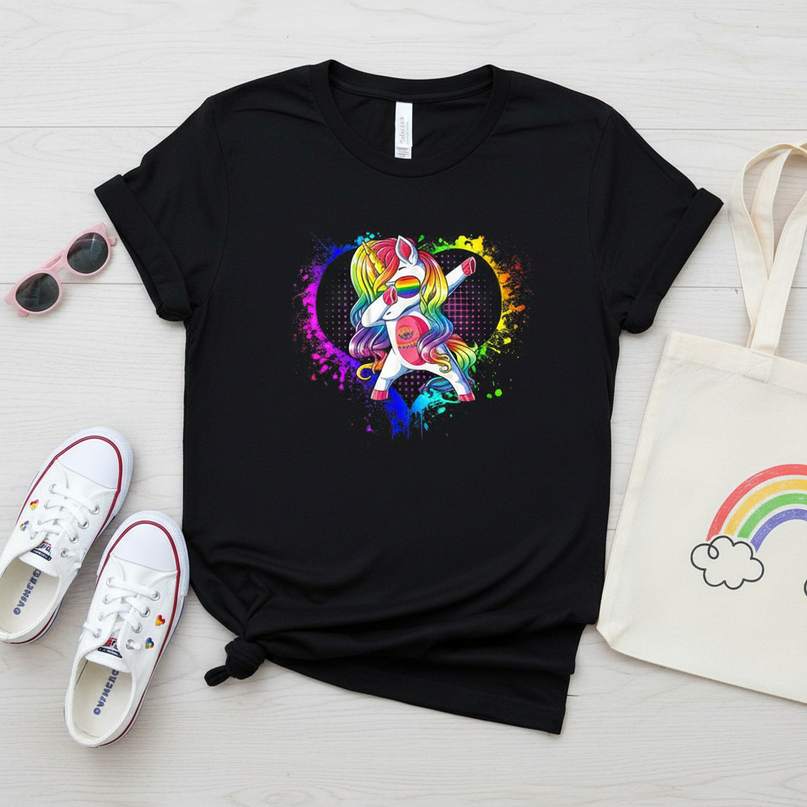 unicorn pride shirt - flat-lay