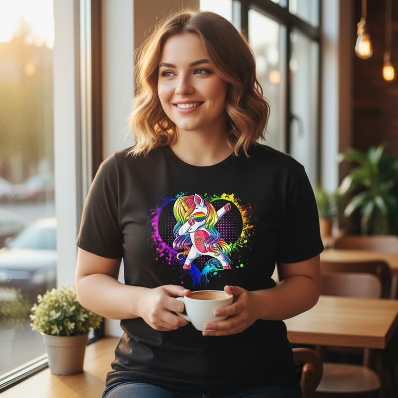 unicorn pride shirt - in-use