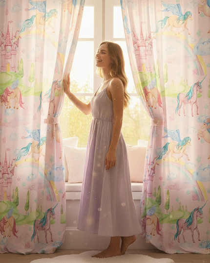 unicorn princess curtains - in-use