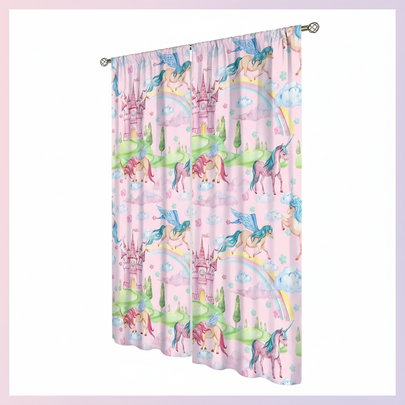 unicorn princess curtains - white-bg