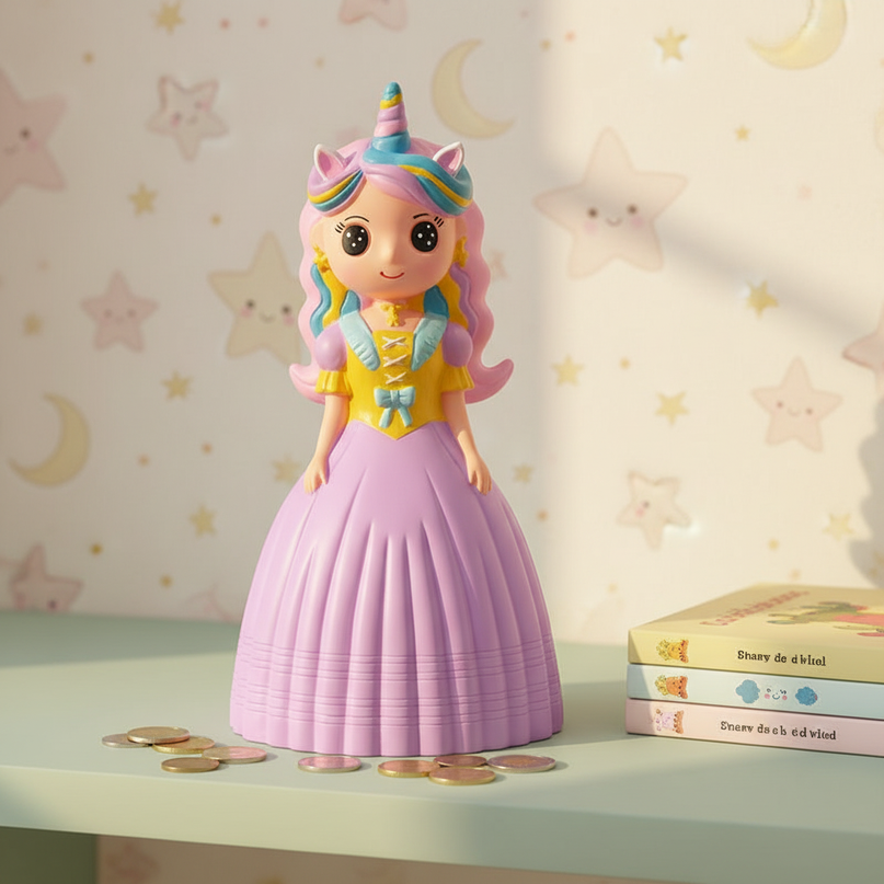 unicorn princess piggy bank - lifestyle