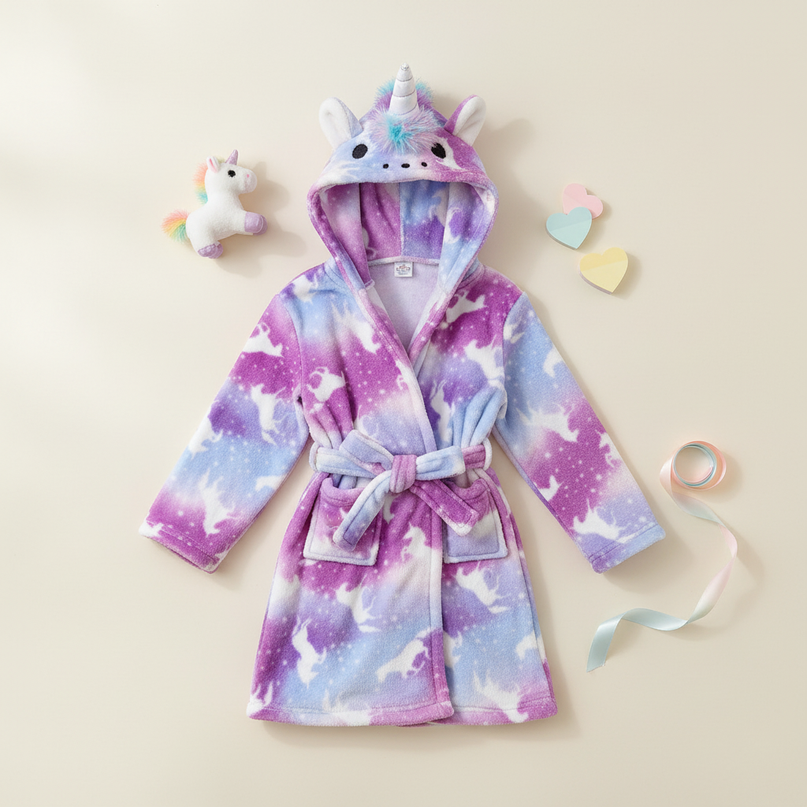 unicorn princess robe - flat-lay