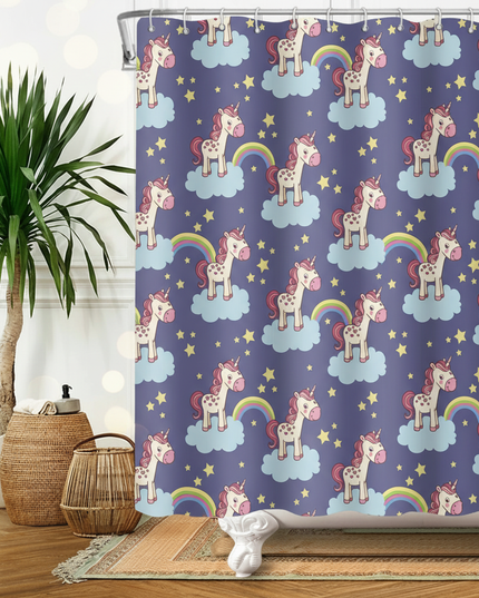 unicorn princess shower curtain - lifestyle