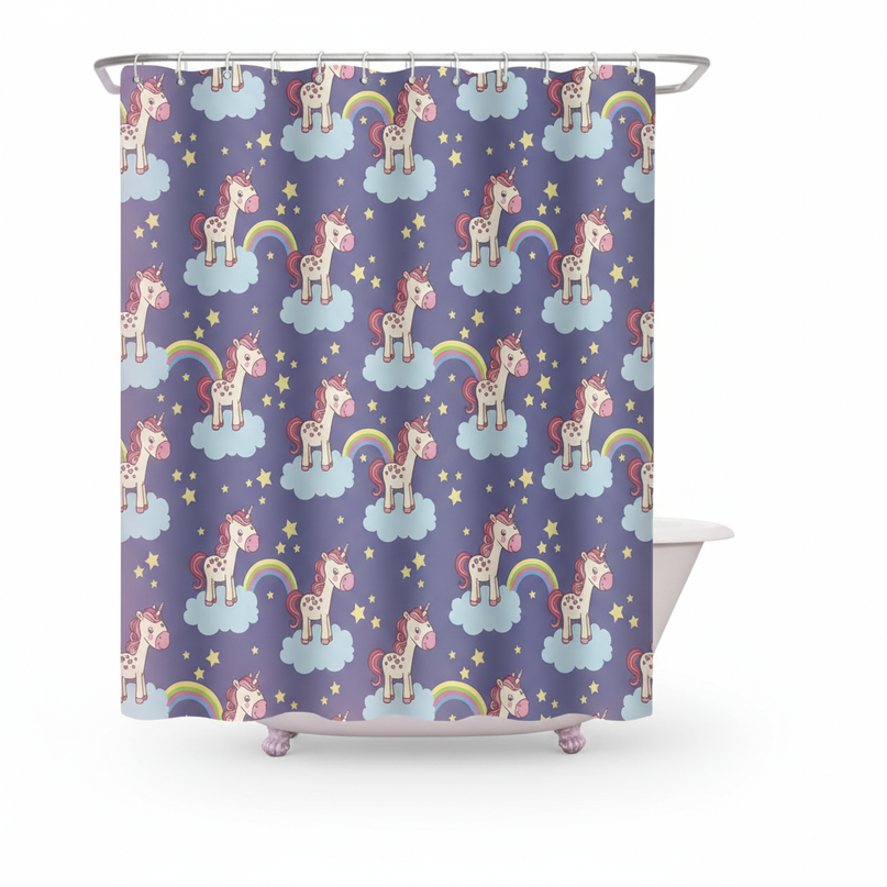 unicorn princess shower curtain - white-bg