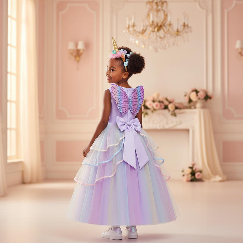 unicorn princess tutu dress - back
