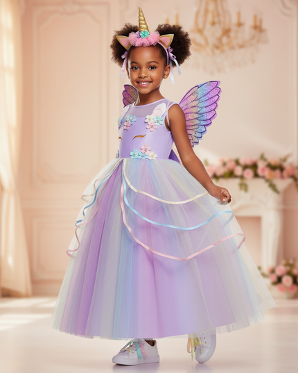 unicorn princess tutu dress - front