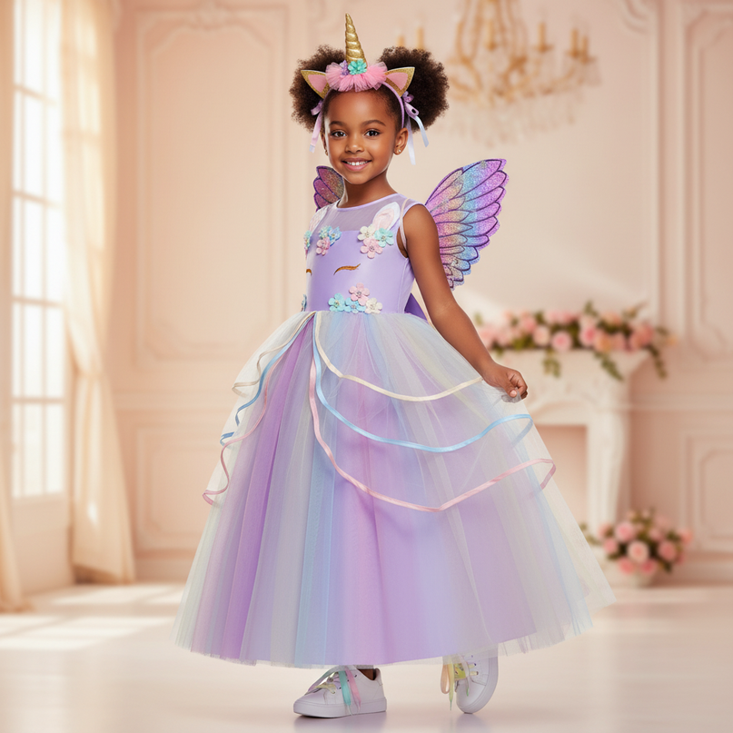 unicorn princess tutu dress - front
