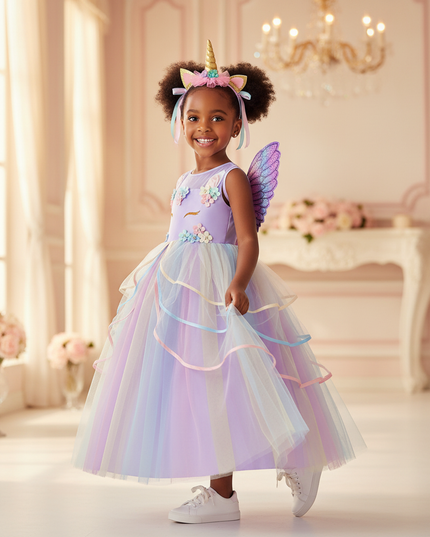 unicorn princess tutu dress - three-quarter