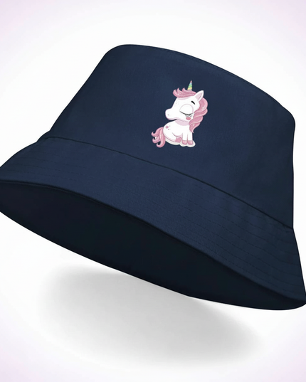 unicorn print bucket hat - white-bg