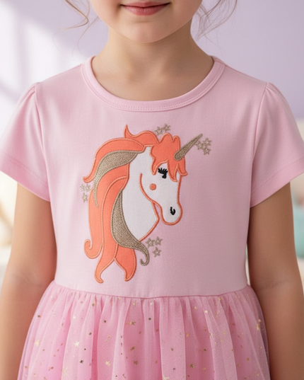 unicorn print cotton dress - detail