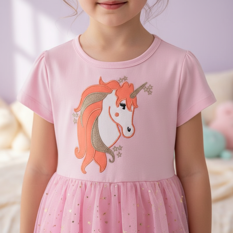 unicorn print cotton dress - detail