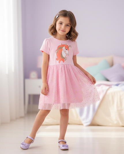 unicorn print cotton dress - front