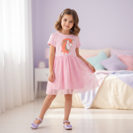 unicorn print cotton dress - front