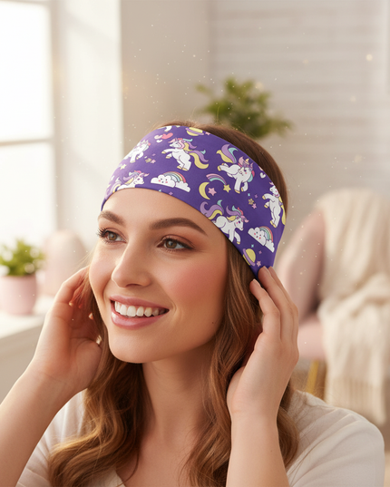 unicorn print headband galaxy - in-use