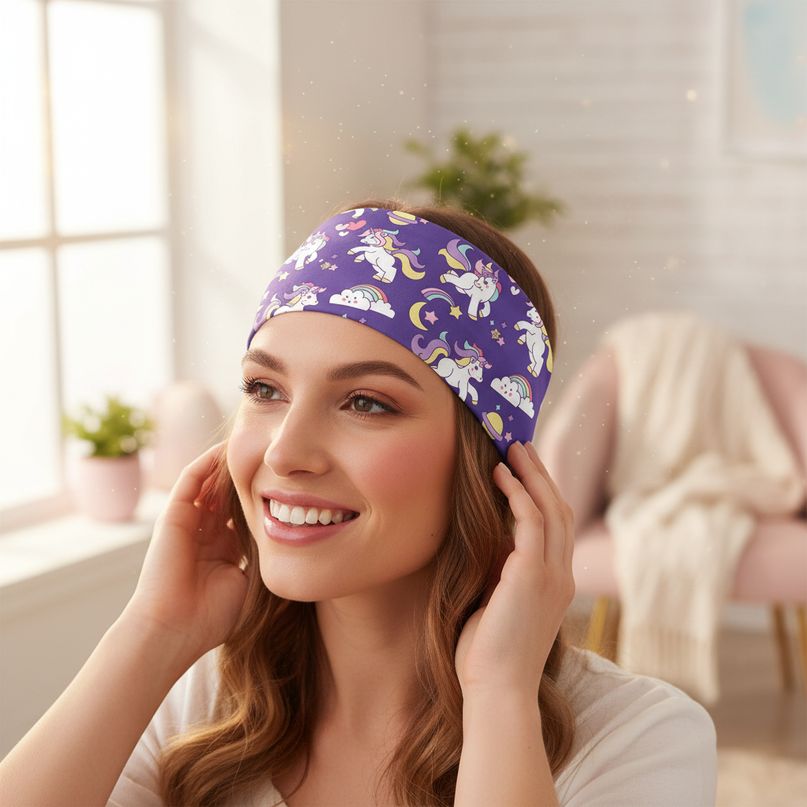 unicorn print headband galaxy - in-use