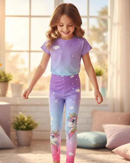 unicorn print leggings - in-use