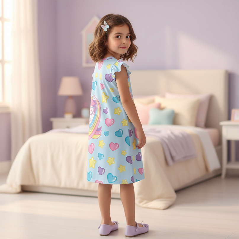 unicorn print nightgown dress - back