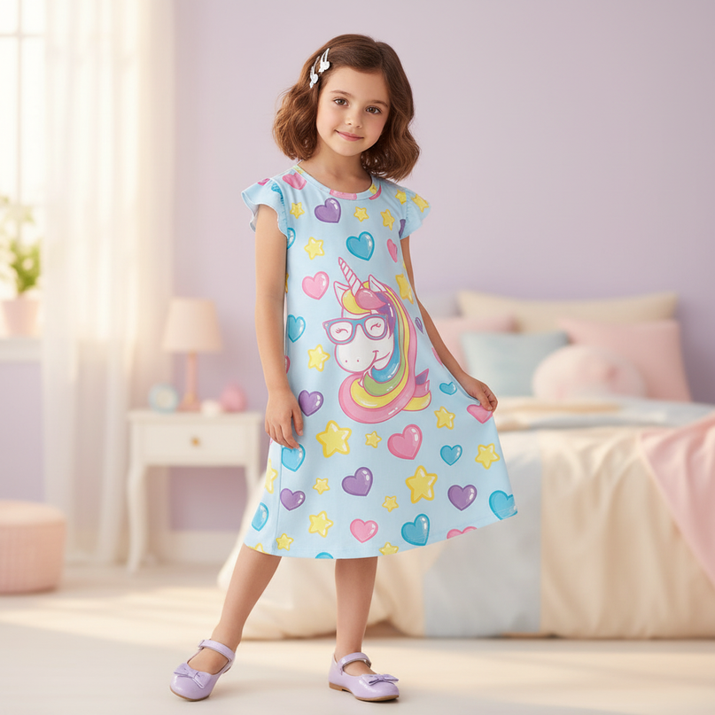 unicorn print nightgown dress - front
