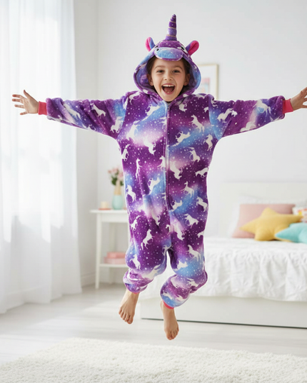 unicorn print onesie - in-use