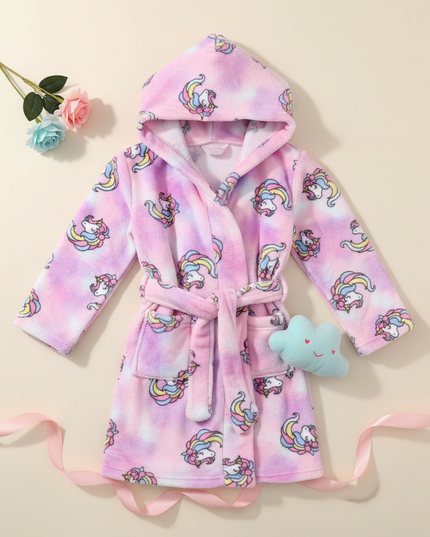 unicorn print robe - flat-lay