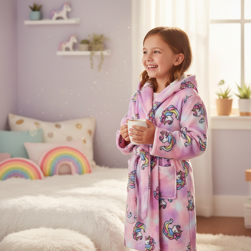 unicorn print robe - in-use