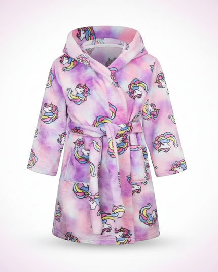 unicorn print robe - white-bg