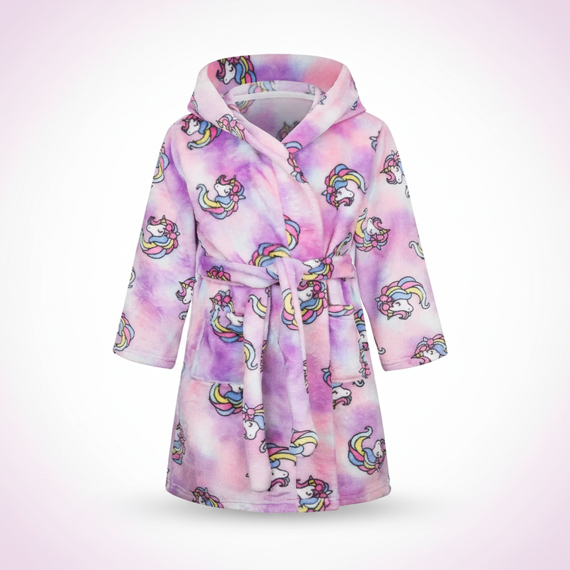 unicorn print robe - white-bg