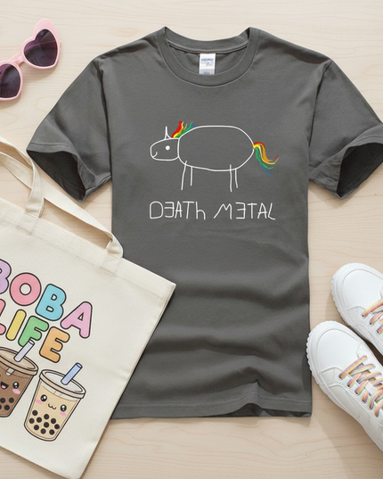 unicorn print shirt - flat-lay