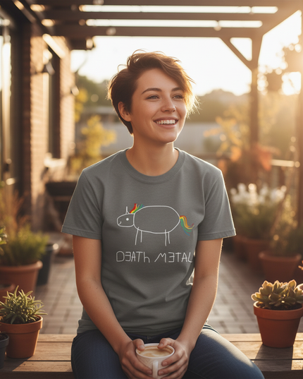 unicorn print shirt - in-use