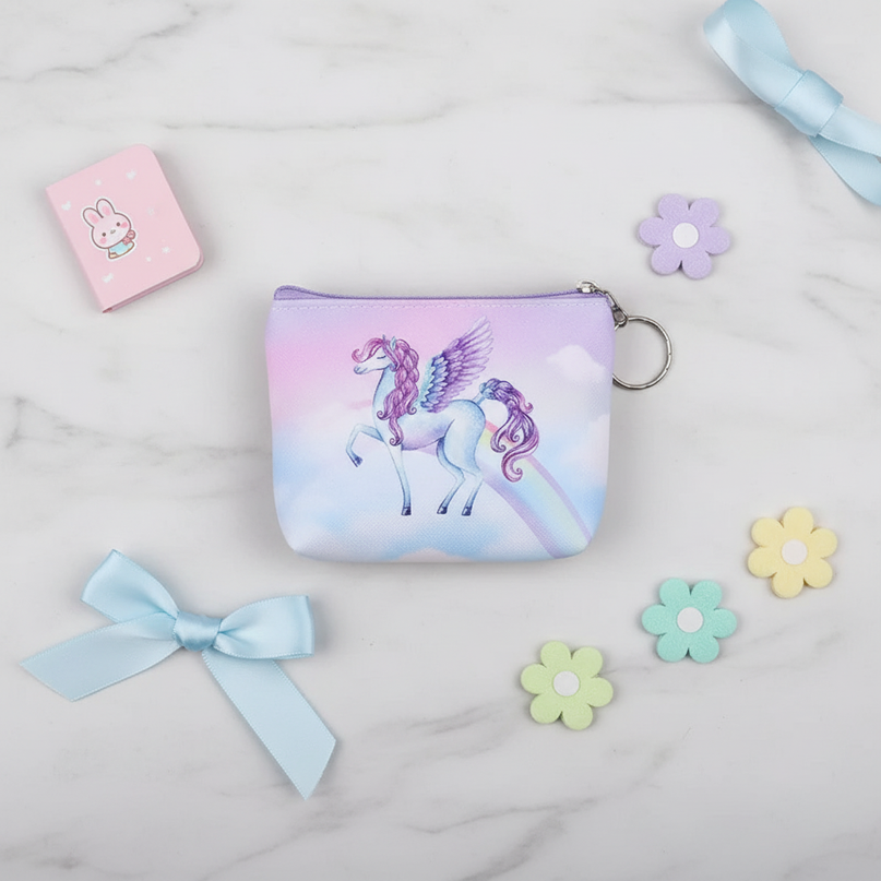 unicorn printed coin purse - flat-lay