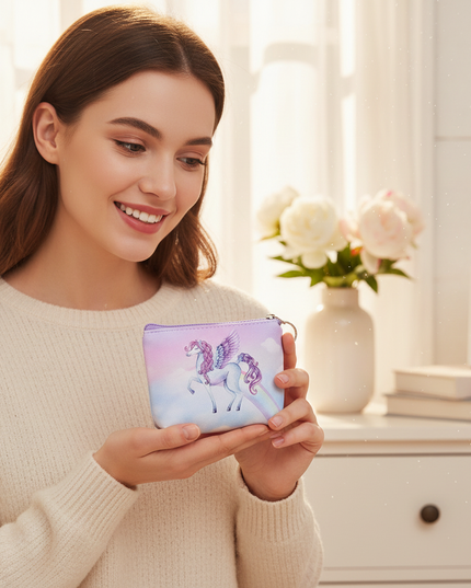 unicorn printed coin purse - in-use
