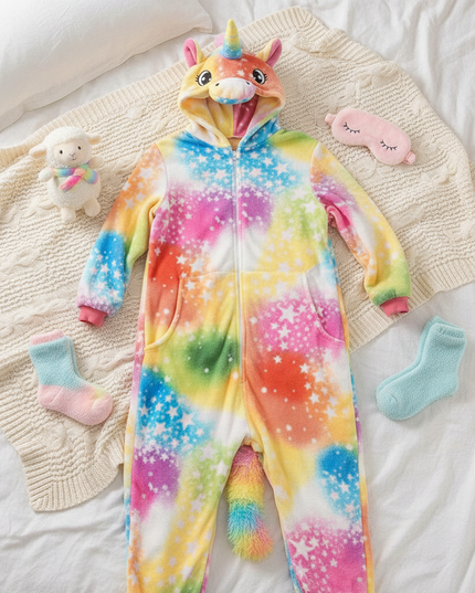 unicorn prints onesie - flat-lay