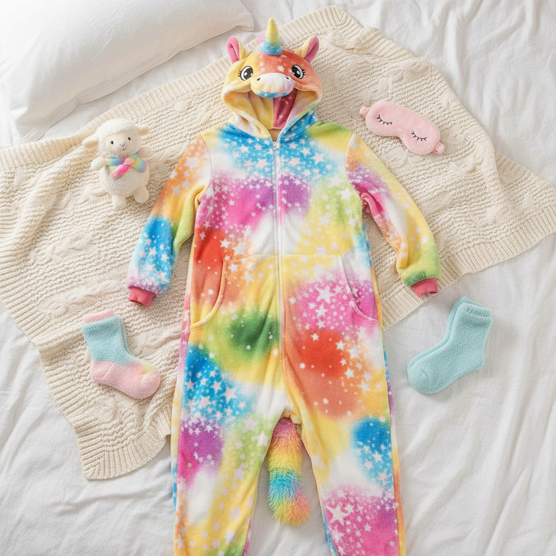 unicorn prints onesie - flat-lay
