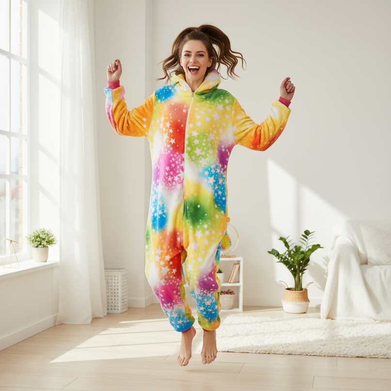 unicorn prints onesie - in-use